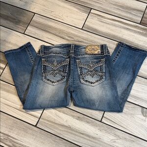 Miss Me Blue Boot Cut Jeans with Embellished Pockets